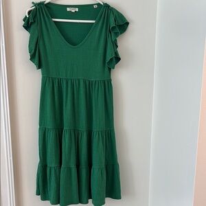 Green Ruffled Sleeve Dress